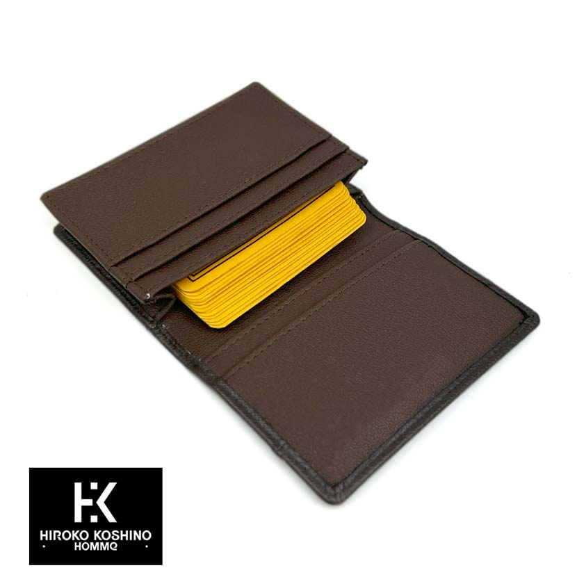 All 2 colors HIROKO KOSHINO Real leather Saffiano embossed business card holder card case