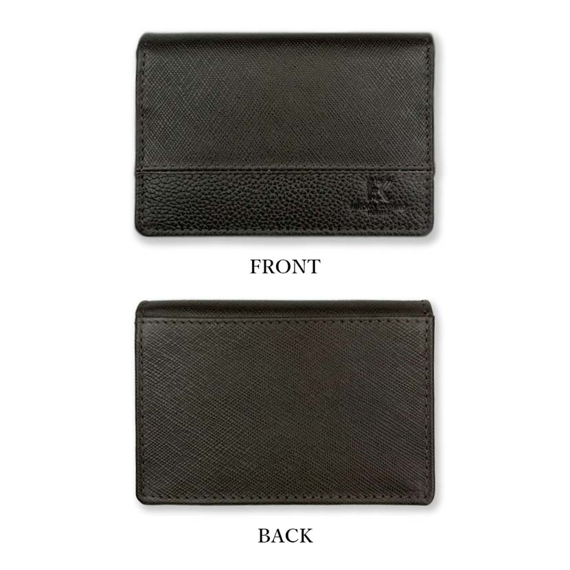 All 2 colors HIROKO KOSHINO Real leather Saffiano embossed business card holder card case