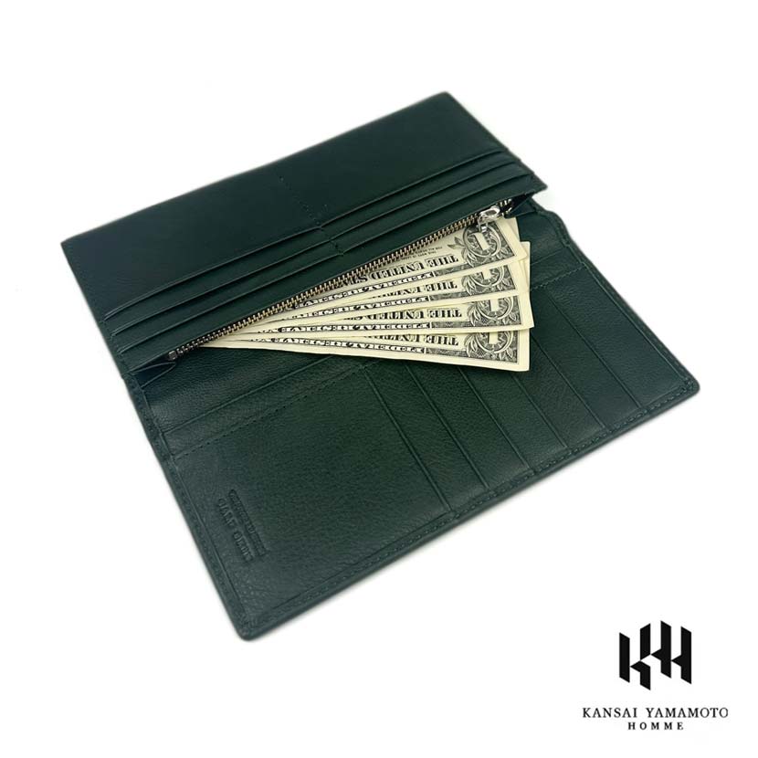 All 3 colors KANSAI YAMAMOTO (Yamamoto Kansai) Genuine Leather Calfskin Slim Long Wallet Long Wallet Bill Purse