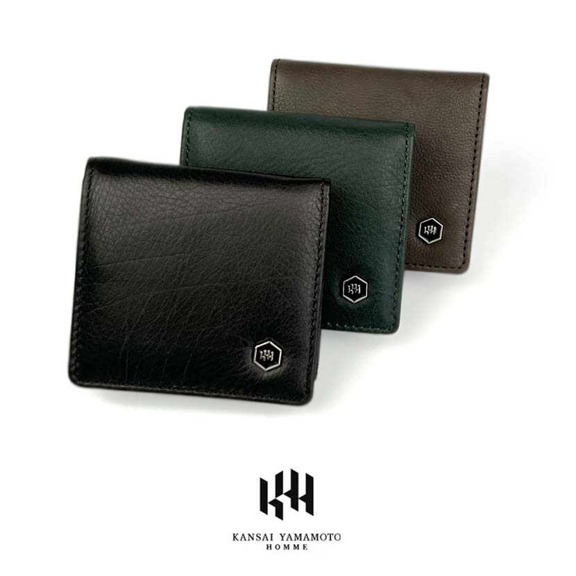 All 3 colors KANSAI YAMAMOTO (Yamamoto Kansai) Genuine leather calfskin box type coin case coin purse