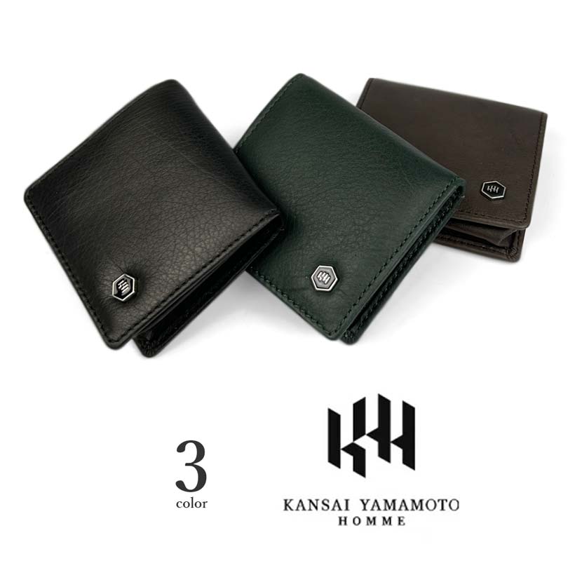 All 3 colors KANSAI YAMAMOTO (Yamamoto Kansai) Genuine leather calfskin box type coin case coin purse