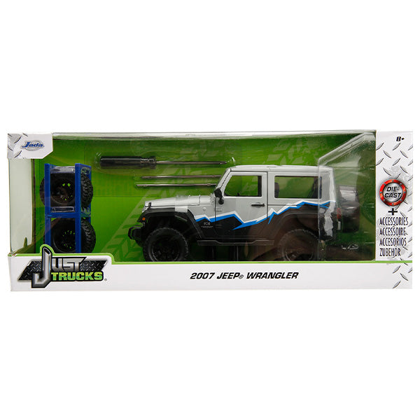 JADATOYS 1:24 JUST TRUCKS w/RACK &amp; WHEELS  2007 Jeep Wrangler Hardtop ミニカー