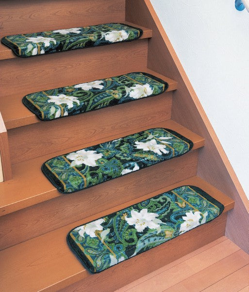 Antibacterial and deodorizing lily pattern stair mat set of 13 pieces, set of 14 pieces, set of 15 pieces