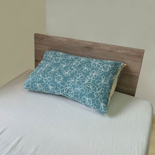 Wide type antibacterial and deodorizing treated pillow cover line flower