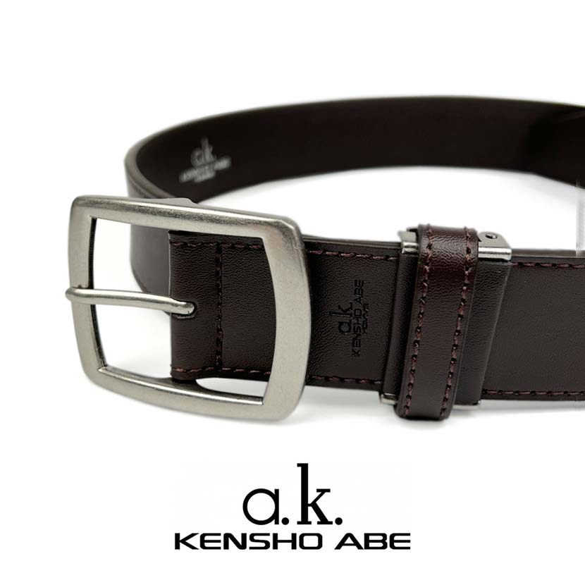 All 2 colors KENSHO ABE Real leather Garrison buckle wide belt