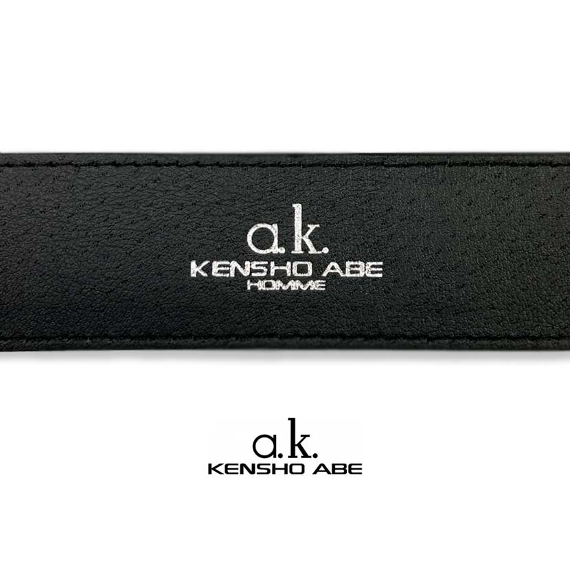 All 2 colors KENSHO ABE Real leather Garrison buckle wide belt