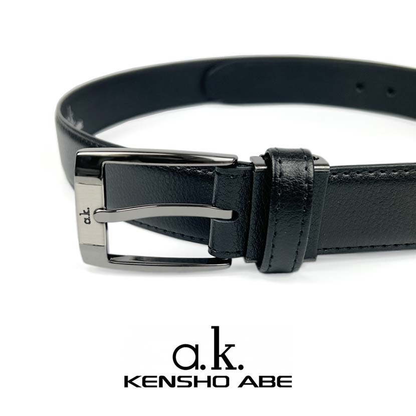 1 color in total KENSHO ABE Real leather black titanium color buckle belt