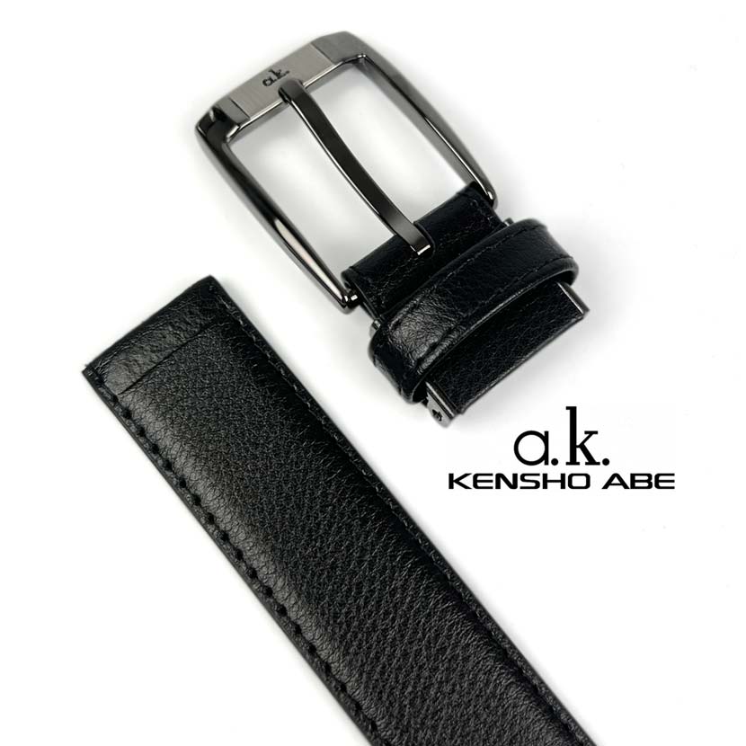 1 color in total KENSHO ABE Real leather black titanium color buckle belt