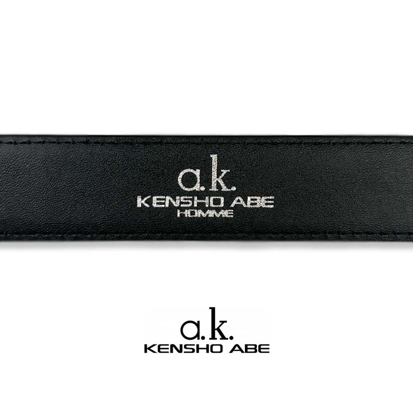 1 color in total KENSHO ABE Real leather black titanium color buckle belt