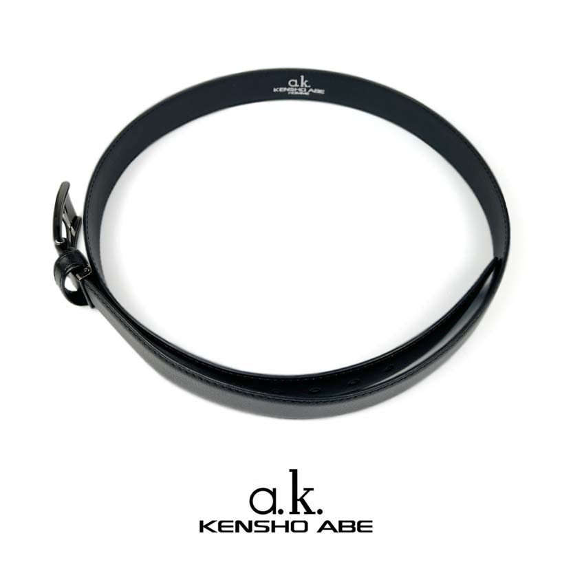 1 color in total KENSHO ABE Real leather black titanium color buckle belt