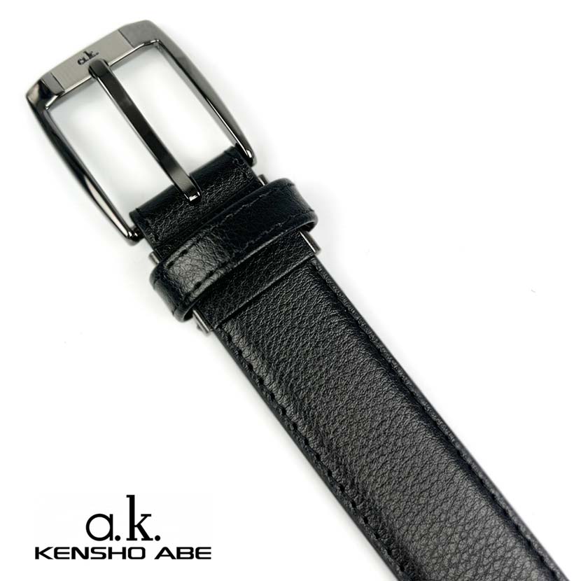 1 color in total KENSHO ABE Real leather black titanium color buckle belt