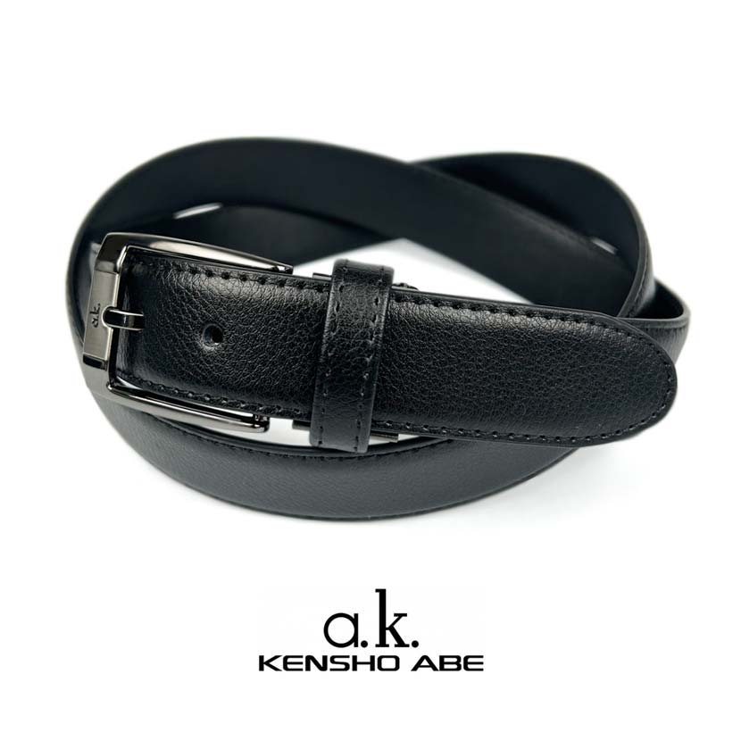 1 color in total KENSHO ABE Real leather black titanium color buckle belt