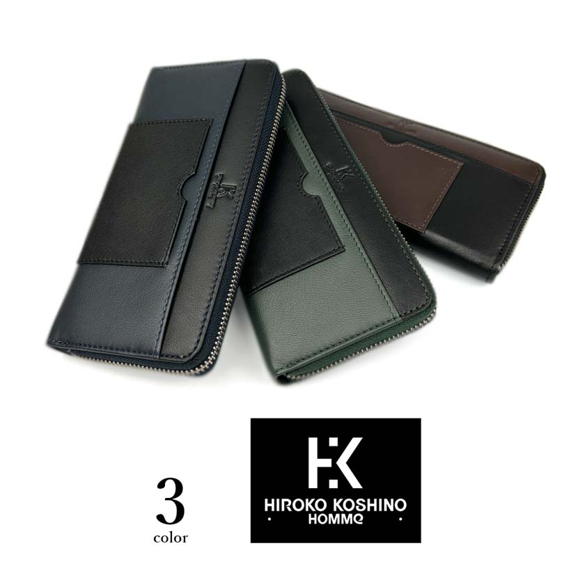 Great value★All 3 colors HIROKO KOSHINO Goat leather round zipper long wallet Long wallet