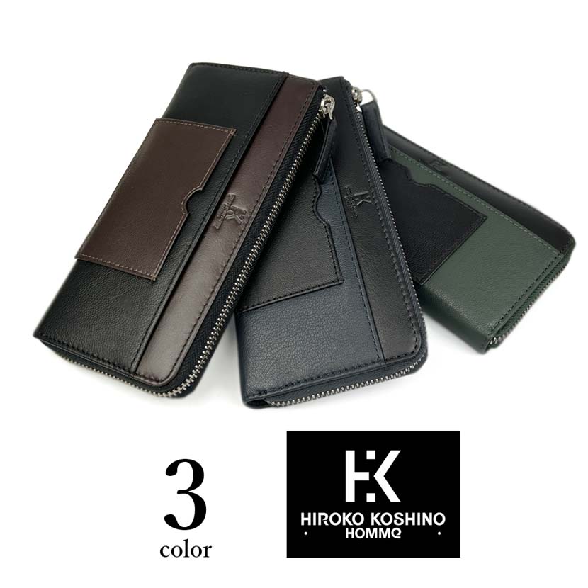 Great value★All 3 colors HIROKO KOSHINO Goat leather L-shaped zipper long wallet Long wallet