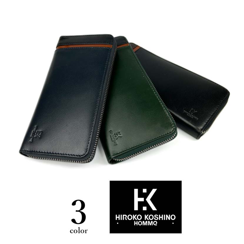 Great value★All 3 colors HIROKO KOSHINO Goat leather round zipper long wallet Long wallet