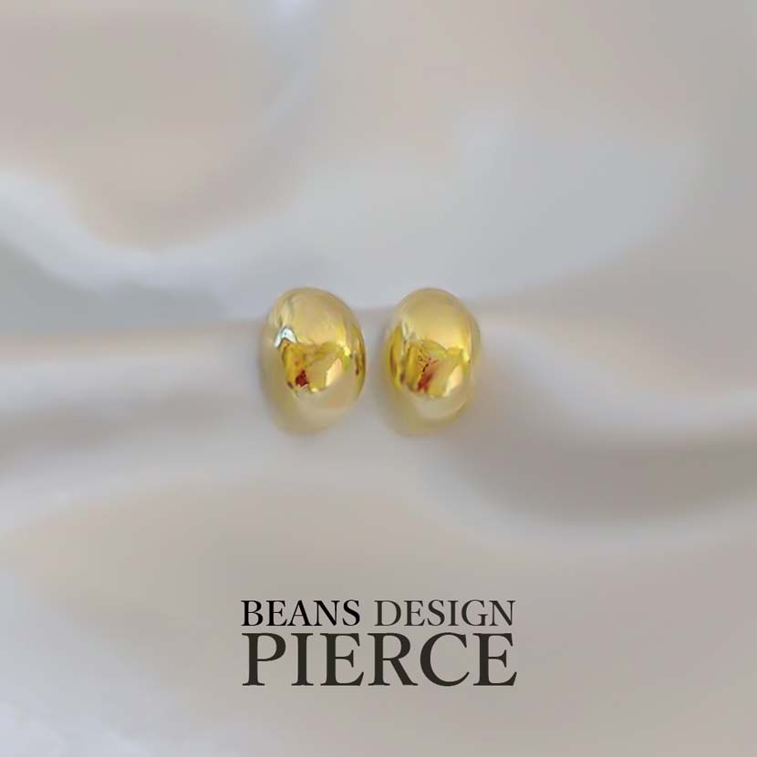 2 colors, red bean-like bean design earrings, gold, silver color, women's accessories
