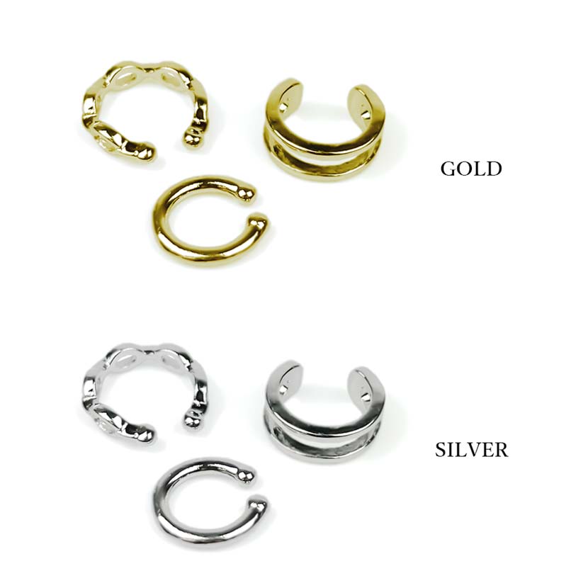 2 colors simple design ear cuff 3 piece set gold silver color ladies accessories