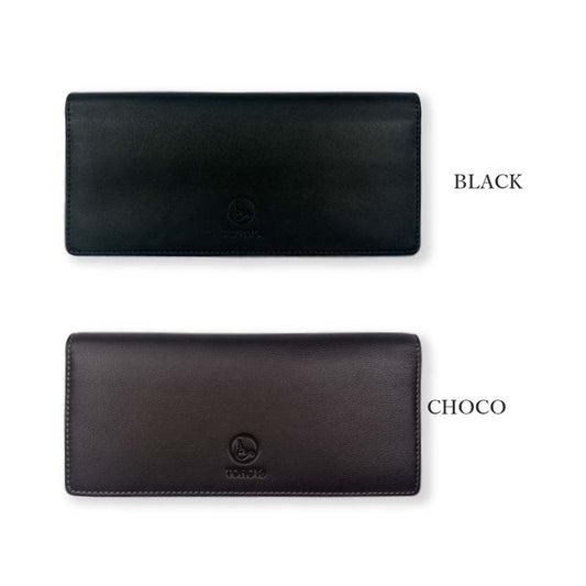 All 2 colors TOROY Real Leather Slim Bifold Long Wallet Long Wallet Genuine Leather