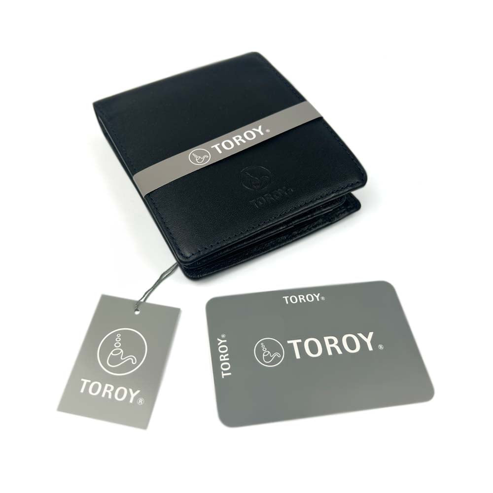 All 2 colors TOROY Real Leather with Middle Belt Bifold Wallet Wallet Pass Case Genuine Leather