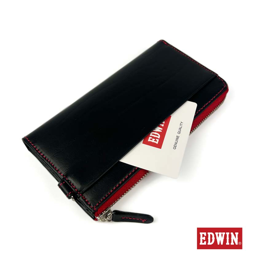 [5 colors in total] EDWIN bicolor L-shaped zipper long wallet long wallet recycled leather