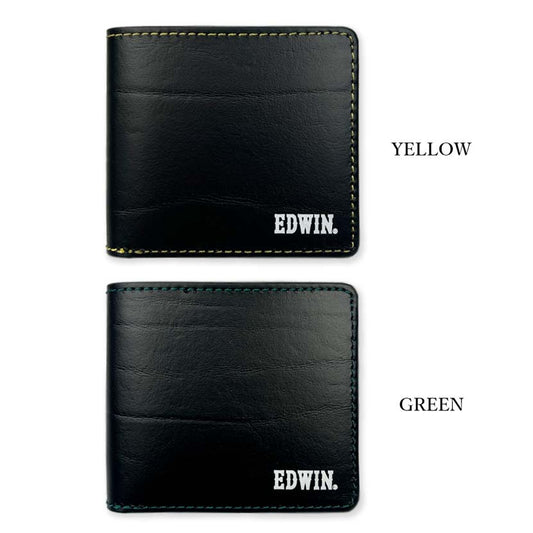[2 colors in total] EDWIN Color Stitch Bifold Wallet Wallet Recycled Leather