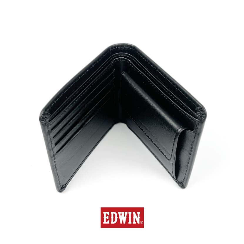 【全2色】 EDWIN エドウイン カラーステッチ 二つ折り財布 ウォレット 再生皮革