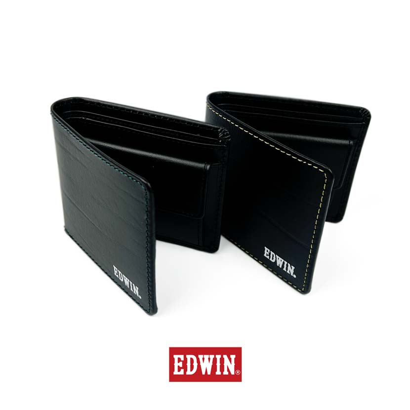 [2 colors in total] EDWIN Color Stitch Bifold Wallet Wallet Recycled Leather