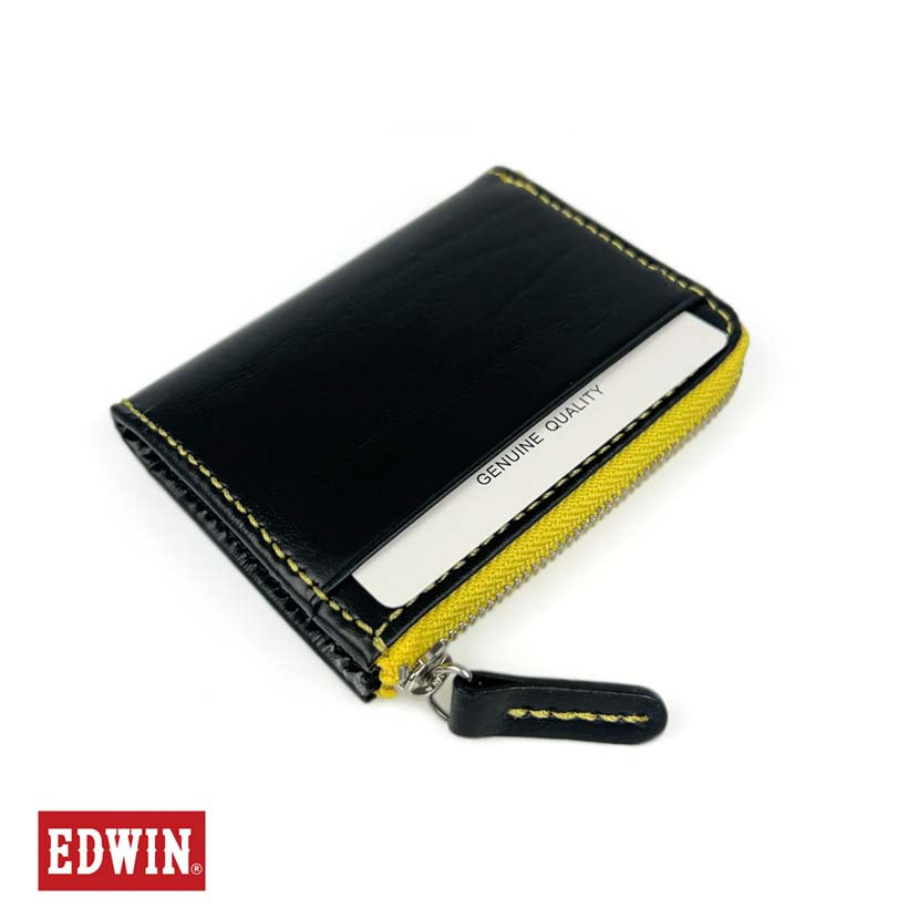 [5 colors in total] EDWIN bicolor L-shaped zipper coin case coin purse recycled leather