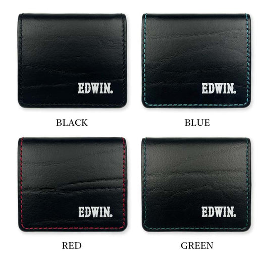 [All 4 colors] EDWIN Color Stitch Box Type Coin Case Coin Purse Recycled Leather