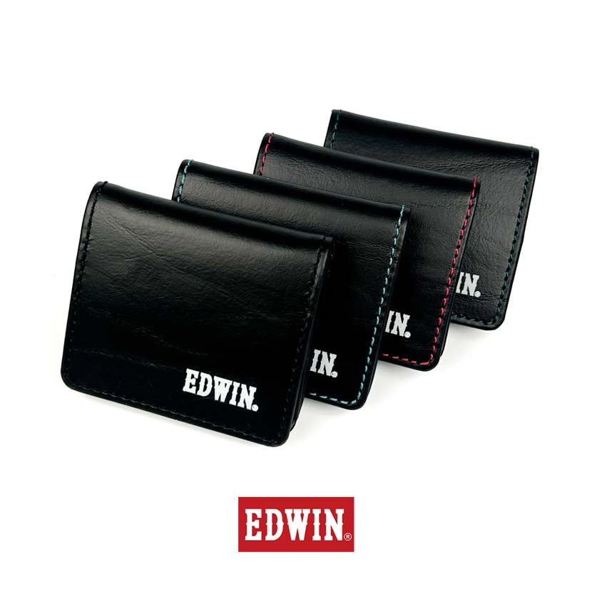 [All 4 colors] EDWIN Color Stitch Box Type Coin Case Coin Purse Recycled Leather