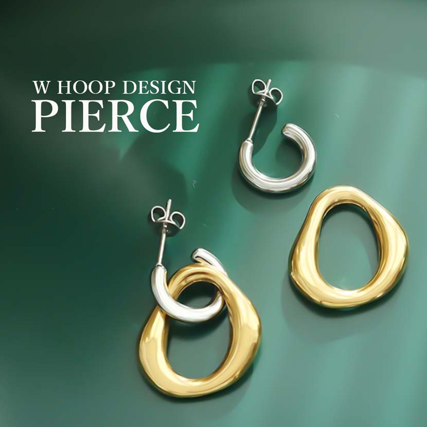 Double Hoop Design Earrings Binaural Set Gold Color Women's Korean Accessories