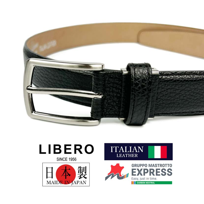 All 2 colors LIBERO Made in Japan Italian leather Single pin buckle Belt Cowhide Width 2.8cm