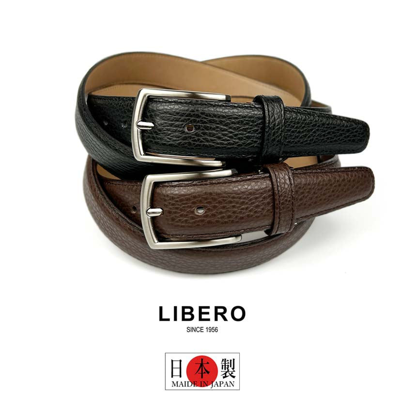 All 2 colors LIBERO Made in Japan Italian leather Single pin buckle Belt Cowhide Width 2.8cm