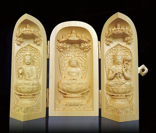 Yellow Yang Amulet Amida Triad Buddha