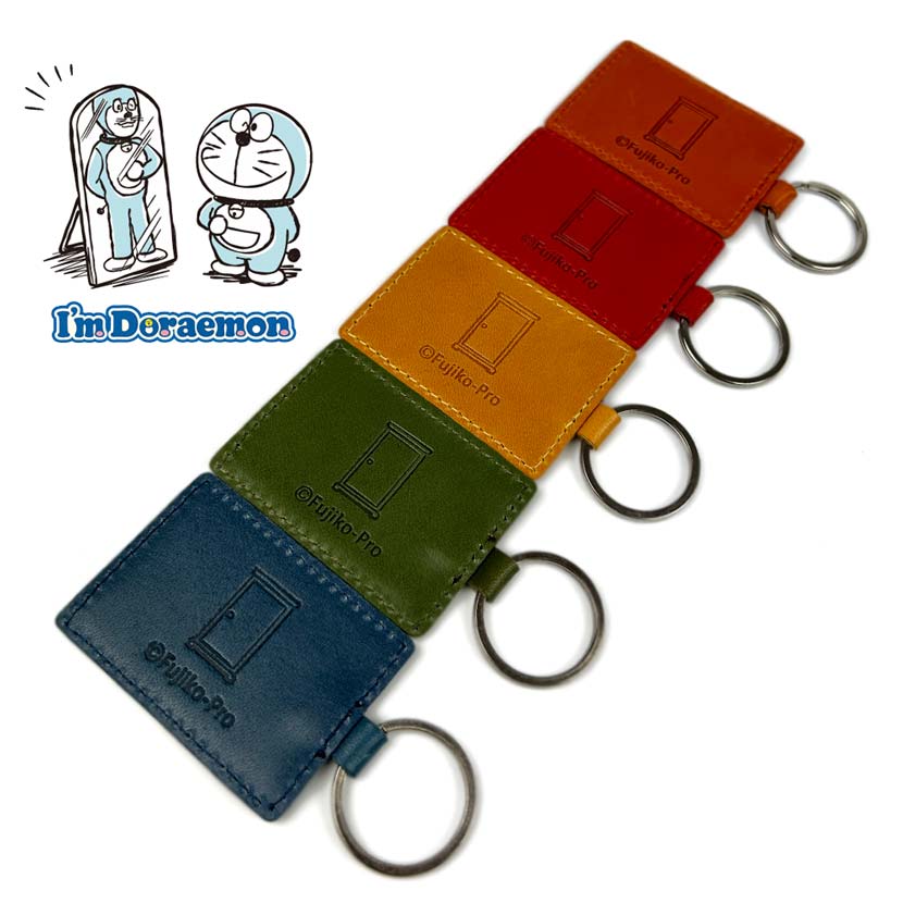 [All 5 colors] Made in Japan, Tochigi leather, cool Doraemon, double-sided embossed leather key chain, back charm
