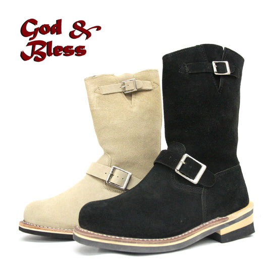[God&amp;Bless] [Genuine Leather] Goodyear welt manufacturing method Suede material ☆ Engineer boots GB-9810