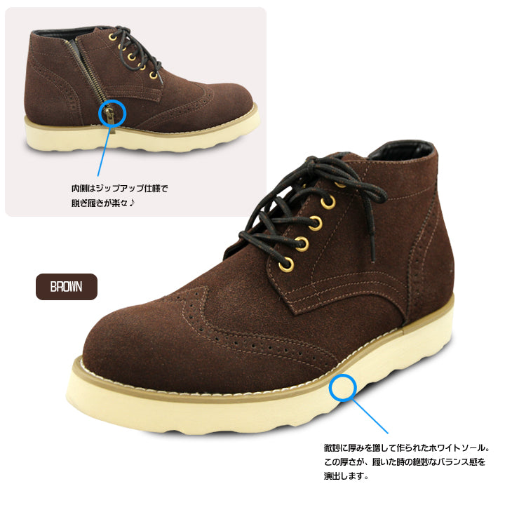 [GOD&amp;BLESS] Side zip ☆Oxford work boots wing tip GB-3224