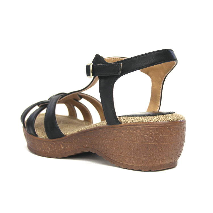 Braided sandals/wedge soles 258