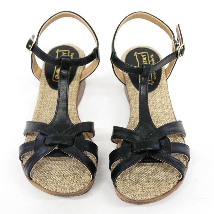 Braided sandals/wedge soles 258