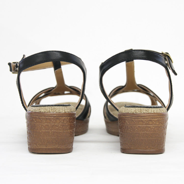 Braided sandals/wedge soles 258